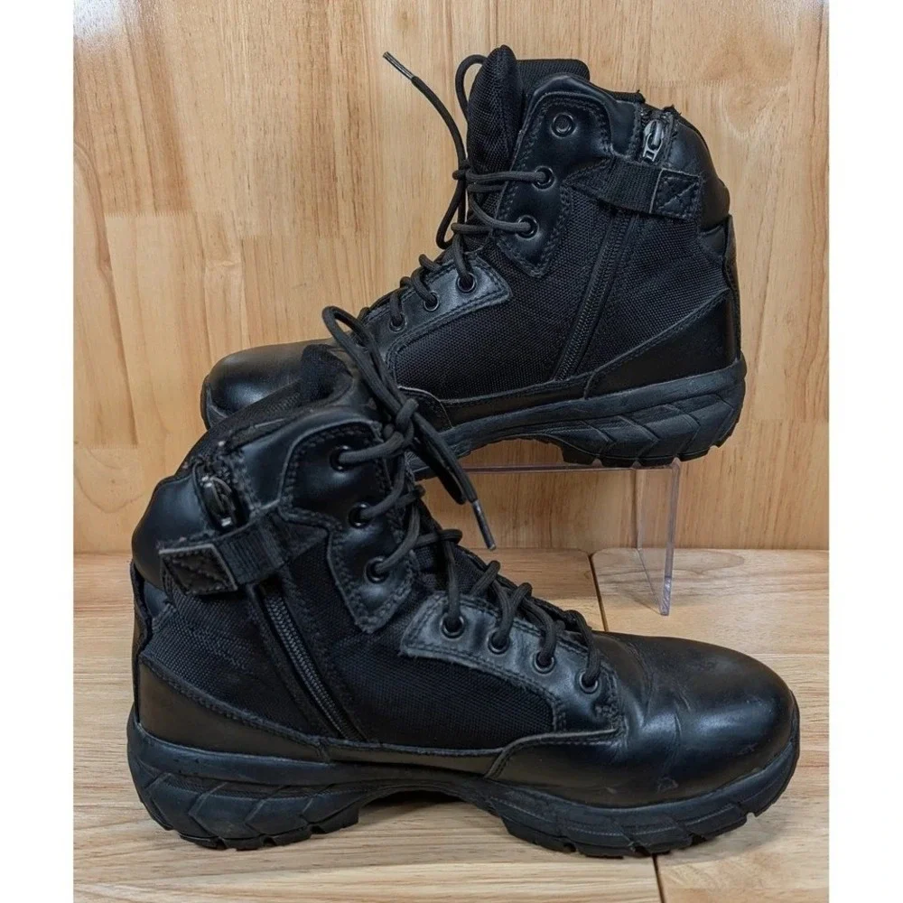 Interceptor Mens Black Tactical Patrol Boots Side Zip Work Shoes‎ Size 11